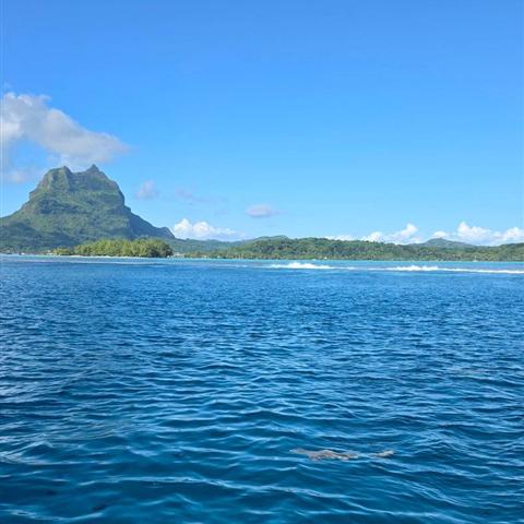 Outer slope of the lagoon facing Mount Otemanu